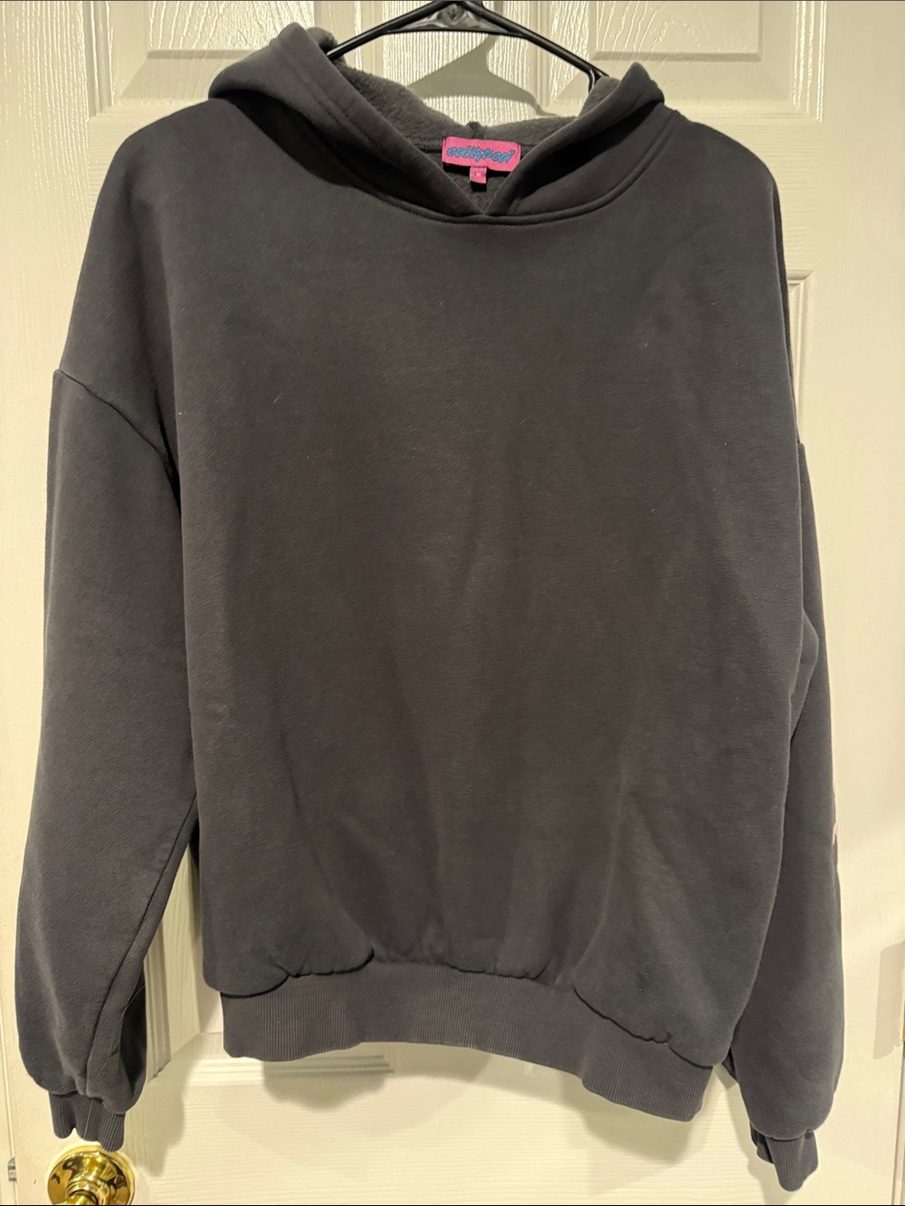 Edikted Black Scoop-Neck Crew Sweatshirt Hoodie